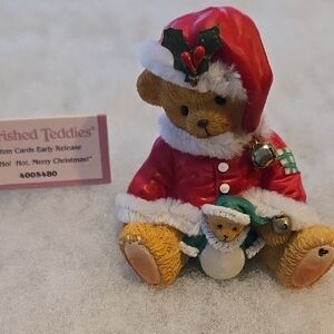 Enesco Cherished Teddies Santa Bear Figurine - Red and Green